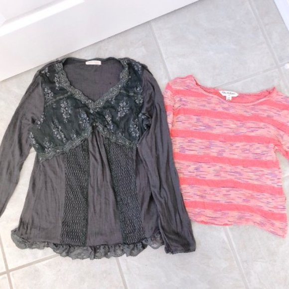 Long Sleeve Top Bundle Grey and Pink - Picture 1 of 9